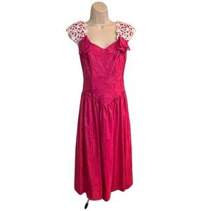 Dance Allure Vintage 1980s Made in the USA Pink Party Formal Prom Dress Sz 10